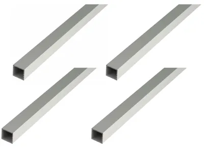 Zdjęcie produktu dla Alberts 4 x rura kwadratowa, aluminium, 50 x 50 x 2 mm, długość 2 m, anodowana na srebrno