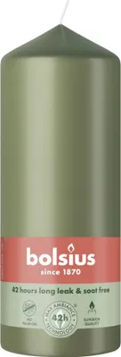 Produktbild von Bolsius Stumpenkerze olive 15 cm Ø 5,8 cm