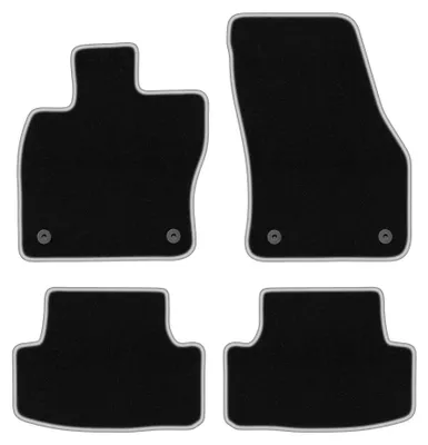 Image de Tapis de sol en moquette pour Seat Ateca 2016- (crossover) – jeu 4 pièces, noir/argent, sur mesure – Wielganizator CARLUX