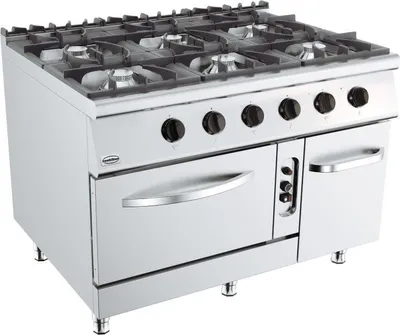 Obrázek produktu pro Plynový sporák Combisteel s 6 hořáky - plynová trouba, 6x 8,5 kW, 1200 x 900 x 900 mm