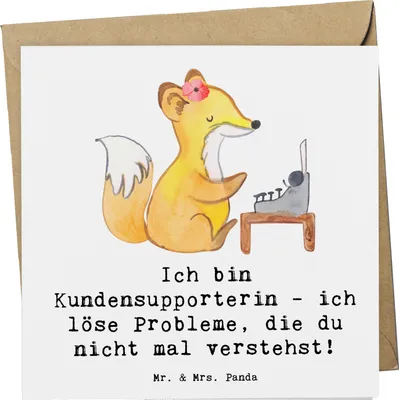 Produktbild von Mr. & Mrs. Panda Klappkarte Kundensupporterin Heldin - Weiß - Geschenk, Beruf, faltkarte, Berufsprodukte, Kommunikation, Hilfsbereitschaft, Geduld, doppelkarte, Support