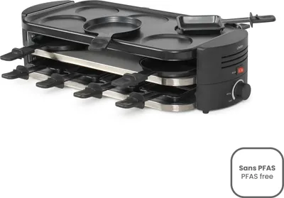 Zdjęcie produktu dla Raclette Grill Pizza Crêpe Livoo DOC337, 8 Osób, 1600W, Powłoka Antiadhésif Bez PFAS