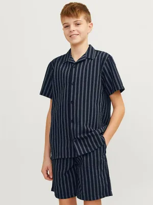 Produktbild von Jack & Jones Palma Seersucker Kurzarmhemd Schwarz 12 Years Junge Schwarz 12 Years