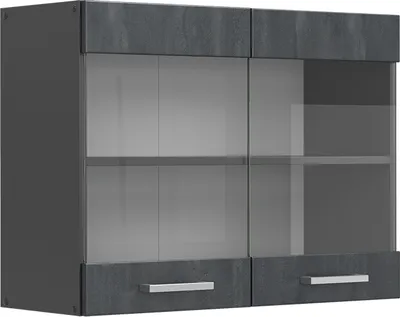 Produktbild von Küchenglasschrank Vicco R-Line Schwarz Beton 80 cm, Model 47498