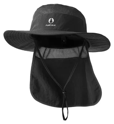 Immagine prodotto di Cappello da sole con protezione per il collo, fattore di protezione UV 80, traspirante, colore nero, taglia unica
