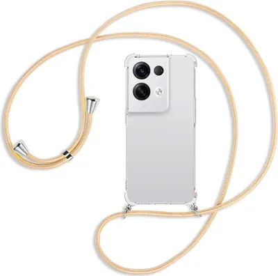 Produktbild von Handykette Backcover-Schutzhülle mit Band (Metall silberfarben) für Oppo Reno8 Pro 5G (6.62'') - Goldkordel