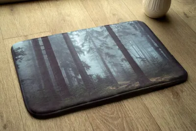 Produktbild von Badteppich Saugfähige - Badezimmer Teppich - Rutschfester Badvorleger Badematte - 90x60 cm - Wald-Nebel