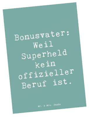Produktbild von Mr. & Mrs. Panda Postkarte Spruch Bonusvater Superheld - Meeresbrise - Geschenk, Familie, persönliche Erinnerungen, Ansichtskarten, einzelkarte, Ansichtskarte, Jubiläen