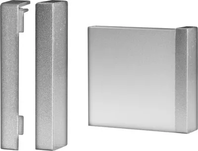 Produktbild von Klick Endstückpaar für Sockelleisten / Fußleisten 60 x 15 mm (Aluminium edelstahlfarbend eloxiert) Klicksystem