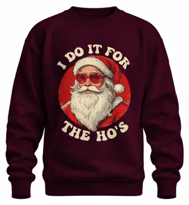 Immagine prodotto di I Do It For The Ho's Father Christmas Heart Glasses Natale Felpa Unisex Pullover, Borgogna, XL