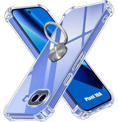 Image de Coque pour Google Pixel 10a, Protection Silicone avec Anneau Rotatif Argenté