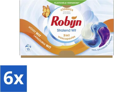 Produktbild von Robijn - 3-in-1 Radiant White - Waschkapseln - 15 Wäschen - Vorteilspack - 6 Stücke