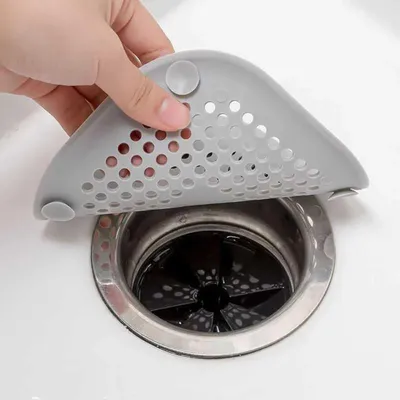 Produktbild von Silikon Abflussaufkleber Quadratisch Badezimmer Haarfilter Abflussabdeckung Dusche Waschbecken Abflussmatte - Farbe: Grau