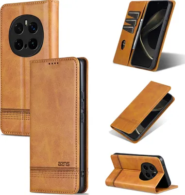 Produktbild von Leder Hülle für Honor Magic7 Pro, Klapphüllen Brieftasche Magnetverschluss Ständer Schutzhülle Gelb