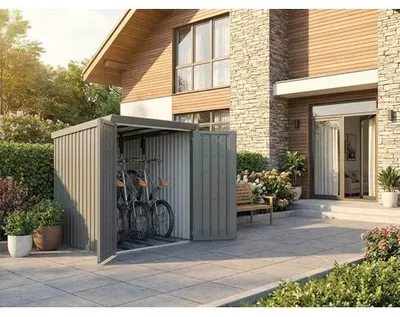 Produktbild von Fahrradgarage Konsta für 3 Fahrräder Metall inkl. Einhängevorrichtung 130 x 211 x 151 cm grau-aluminium