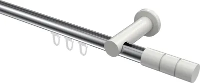 Produktbild von Interdeco Innenlaufstange / Gardinenstange mit Innenlauf Chrom / Weiß, Typ Platon Elanto (Rillenzylinder), 20 mm Ø 1-läufig, 100 cm