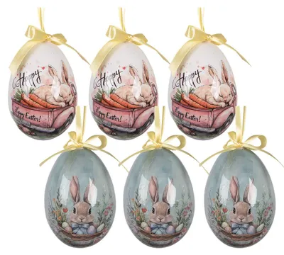 Imagen del producto de Clayre & Eef. Set de 6 colgantes de Pascua, 7x10 cm. Fabricados en plástico