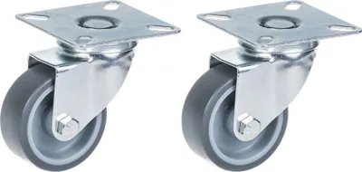 Immagine prodotto di ruote da 50 mm e 2" con pneumatici in gomma grigia, girevoli, portata 80 kg, set da 2