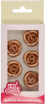 Produktbild von Funcakes Marzipan Rosen Bronze Gold 6er Set
