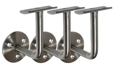 Produktbild von Edelstahl Handlaufhalter Set 3 Stück HLH 1843 gewölbte Auflage Handlaufträger Handlaufstütze
