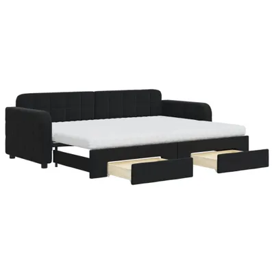 Obrázek produktu pro vidaXL Rozkládací postel se zásuvkami černá 80x200 cm Velvet