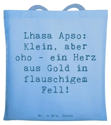 Produktbild von Mr. & Mrs. Panda Tote Bag Spruch Lhasa Apso Wunder - Sky Blue - Geschenk, Hunderassen, Familienhund, Hunde, Hunderasse, einkaufstasche baumwolle, Pflege, einkaufsshopper