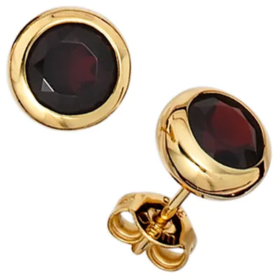Produktbild von Ohrstecker Stecker mit Granat rot dunkelrot 375 Gold Gelbgold Ohrschmuck