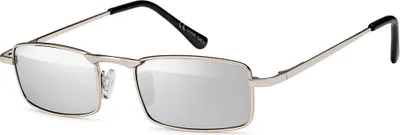 Produktbild von schmale Herren Sonnenbrille rechteckig verspiegelt blau silber A5006 farben Silber