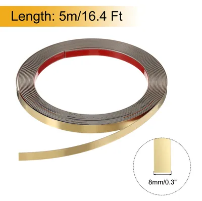 Produktbild von Zierleisten Selbstklebend Edelstahl mit Handschuh Wandleisten Selbstklebend Deckenleisten Selbstklebend Zierleiste fš¹r Wandspiegel Wohnkultur 5 x 8 mm Gebš¹rstetes Gold