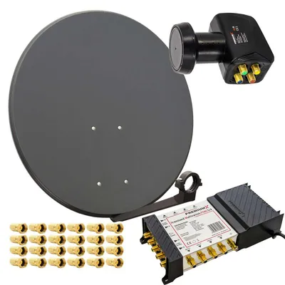 Produktbild von PremiumX SAT Anlage 80cm Antenne Multischalter 5/8 LNB 24x F-Stecker