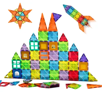 Produktbild von Relaxdays Magnetbausteine, XXL, 100 Teile, verschiedene Formen, Magnetspielzeug, ab 3 Jahre, Magnetsteine Kinder, bunt