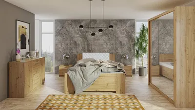 Obrázek produktu pro Ložnicová sestava s postelí 160x200 CORTLAND 2 - dub artisan / bílá