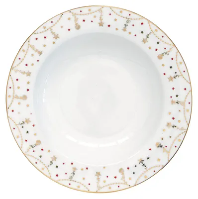Produktbild von weihnachtlicher Suppenteller CHRISTMAS LIGHTS weiß gold D. 21,5cm EASY LIFE