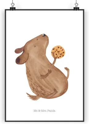 Produktbild von Mr. & Mrs. Panda Bild Hund Keks DIN A4 - Weiß - Geschenk, drucke, Hungrig, Posterdruck, Kunstdruck, glücklich, Hundekekse, Wandbild, poster, Sprüche, Leckerli