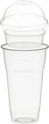 Produktbild von 50x  Trinkbecher 500ml + Domdeckel ohne Loch + Einsatzbecher Ø 96mm (PLA)