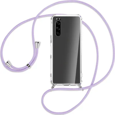 Produktbild von Handykette Backcover-Schutzhülle mit Band (Metall silberfarben) für Sony Xperia 5 - violett