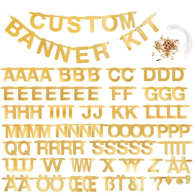 Produktbild von Buchstaben-Girlande Goldfarben über 100 Buchstaben Zimmerdekoration