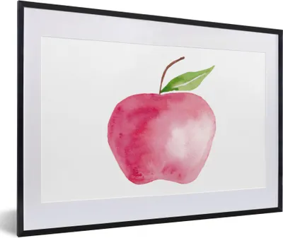 Produktbild von MuchoWow® Gerahmtes Poster Apfel - Obst - Weiß 60x40 cm - Poster mit Schwarzem Bilderrahmen Wandposter Rahmen Foto Bilder - Schlafzimmer - Plakat in Rahmen - Drucken