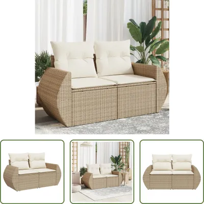 Immagine prodotto di The Living Store Divano da giardino con cuscini a 2 posti in Poly Rattan beige
