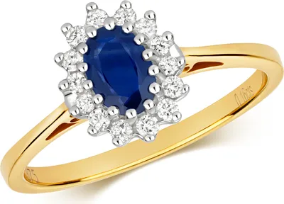 Produktbild von Funkelndes Feuer Edler 9 Karat (375) Gold Damen - Diamant Solitärring Brillant-Schliff 0.15 Karat H - PK2 mit Saphir, 55 (17.5); TRS290889KYRSO