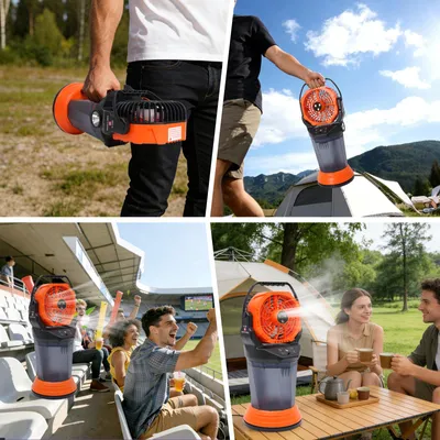 Produktbild von AIORBER 3in1 Luftkühler Ventilator Luftbefeuchter mit 15000mAh Akku, 2L Wassertank, 24h Laufzeit, USB-C, 4 Stufen, 90° Oszillation, Tragbar Leise Orange