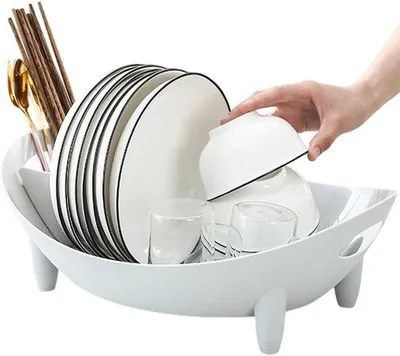 Produktbild von Abwaschgestell mit Besteckhalter - 14x28x14 cm - Grau