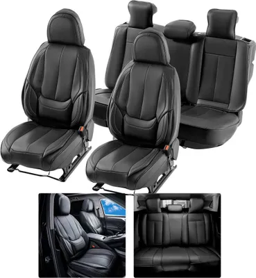 Obrázok produktu pre Univerzálne poťahy z imitácie kože do auta - 13-dielna súprava - odnímateľná opierka hlavy - kompatibilné s airbagmi - pre SUV a nákladné vozidlá - priedušné, odolné a odpudzujúce nečistoty