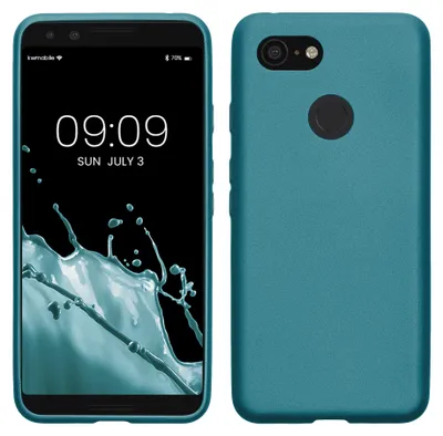 Produktbild von kwmobile Handyhülle für Google Pixel 3 Hülle - Silikon Case metallisch schimmernd - Schutzhülle Cover - Metallic Karibikblau