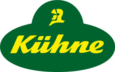 A green oval shape with the brand name "Kühne" in yellow text and a yellow logo above it.