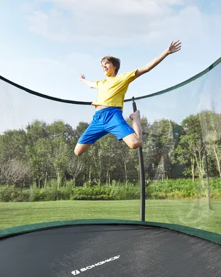 Produktbild von SONGMICS trampolína Ø 366 cm s žebříkem + síť + tyče + kryt bezpečné fitness zařízení kulatá zahradní trampolína černá