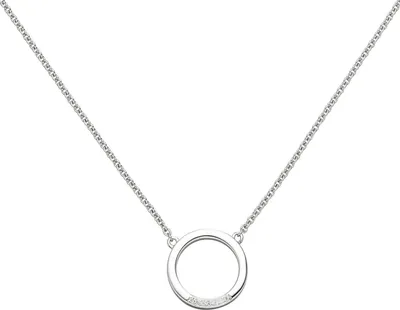 Produktbild von Collier Halskette aus 585 Gold Weißgold Kreis mit 7 Diamanten Brillanten 43cm
