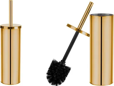 Zdjęcie produktu dla Szczotka WC LAVEO MIRI złota stojąca, stal i tworzywo, 97x380 mm