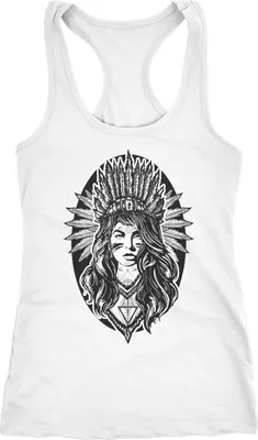Produktbild von Damen Tank-Top Indianer Frau Racerback Neverless® weiß S