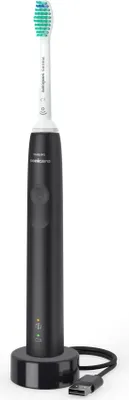 Zdjęcie produktu dla Szczoteczka do zębów PHILIPS seria 3100, z czujnikiem nacisku, kompaktowa konstrukcja, kolor czarny